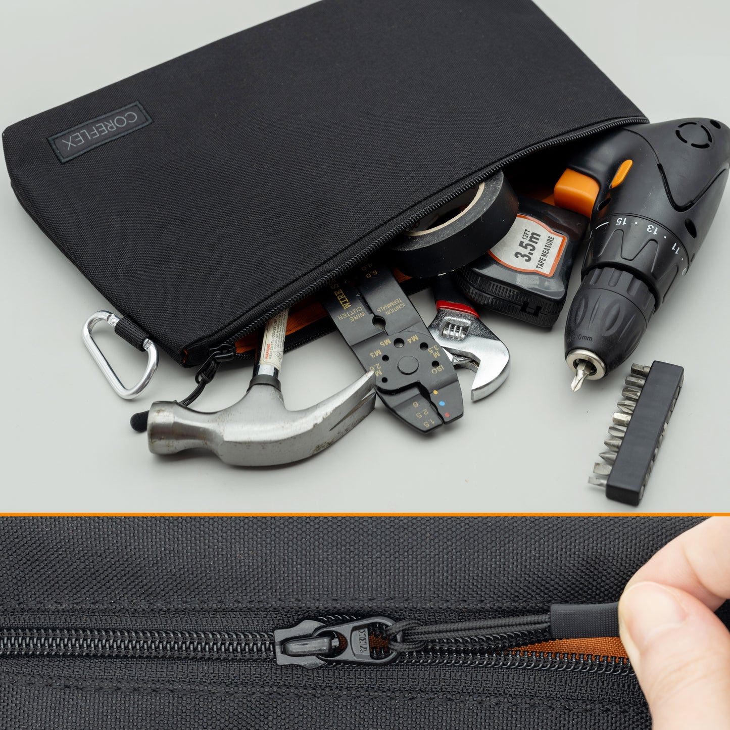 Coreflex 6pack premium Tool Pouch Zipper Bag, Multipurpose Storage pouch, All Black Color