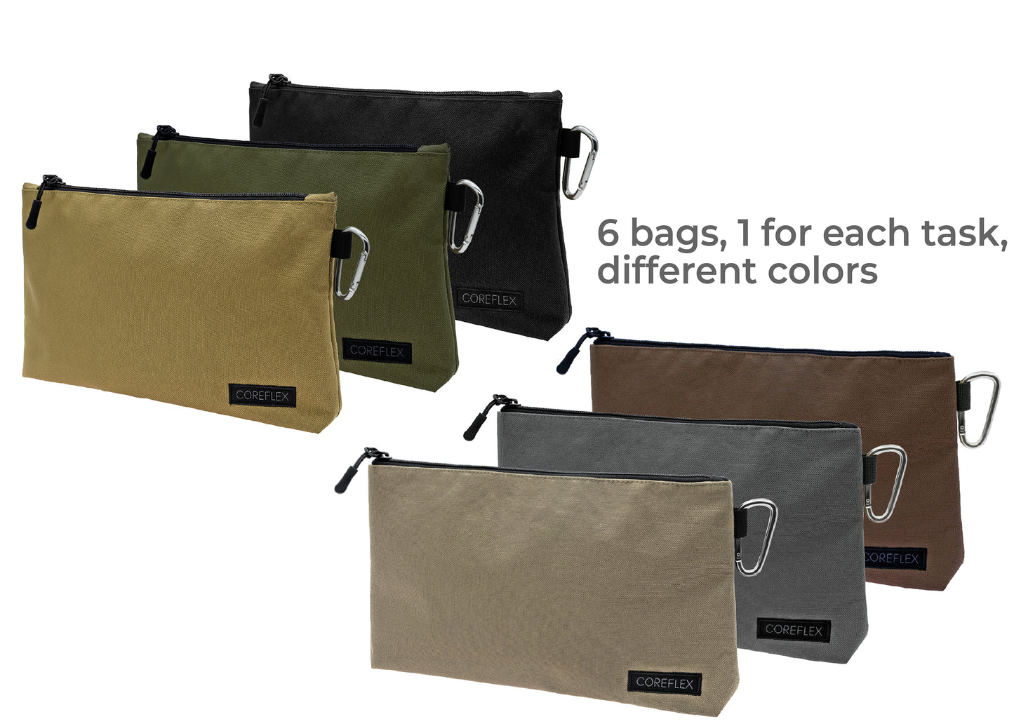 Coreflex 6pack premium Tool Pouch Zipper Bag, Multipurpose Storage pouch, Multi-Color