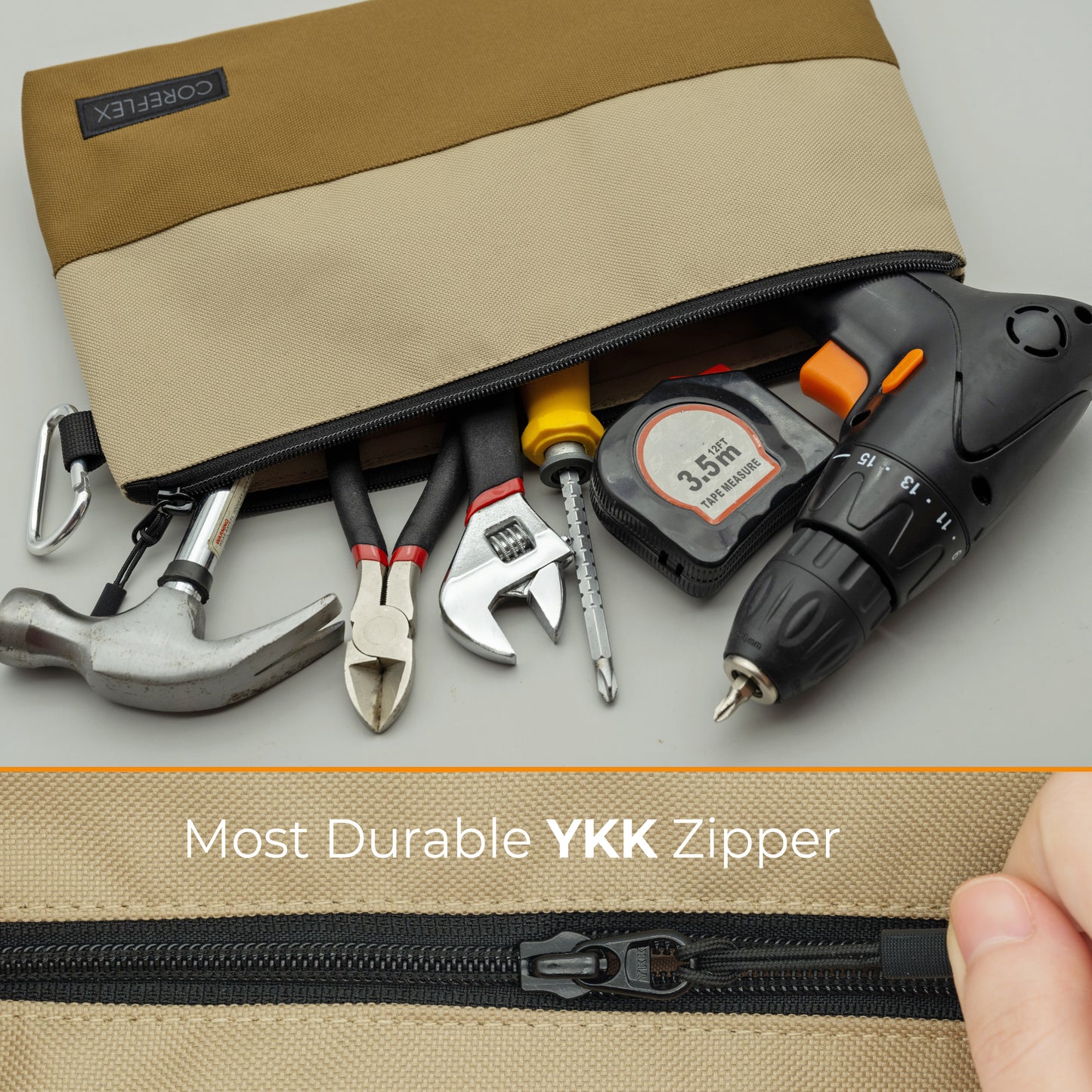 Coreflex 3pack premium Tool Pouch Zipper Bag, Multipurpose Storage pouch. Enhanced Bottom