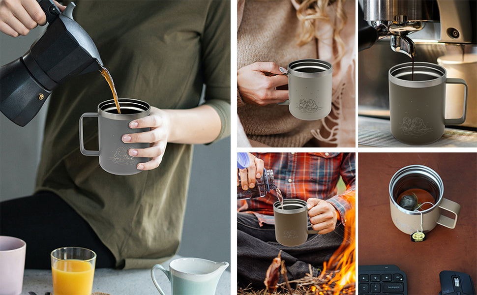 Giveaway Vacuum Insulated Coffee Mugs with Handle (12 Oz.)